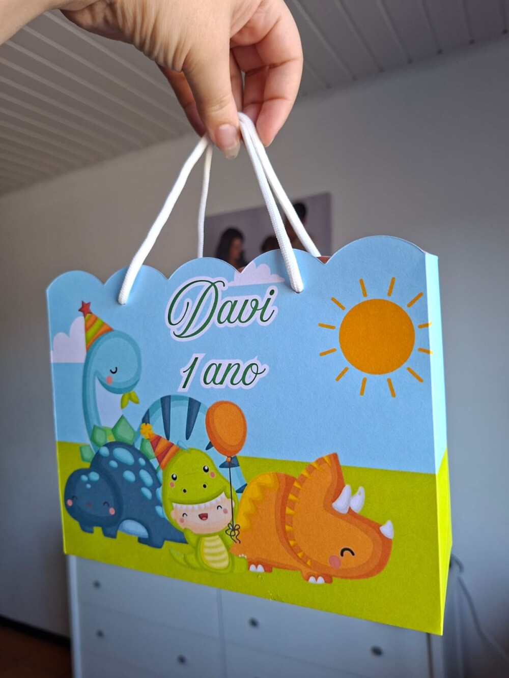 SACOLA PERSONALIZADA LEMBRANÇA ANIVERSÁRIO DINOSSAURO