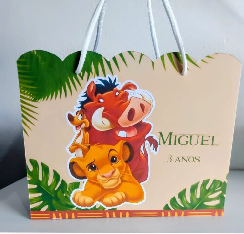 SACOLA PERSONALIZADA LEMBRANÇA ANIVERSÁRIO REI LEÃO