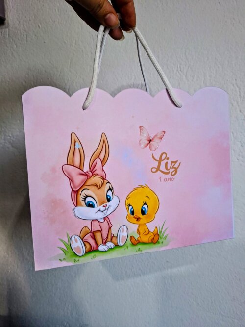 SACOLA PERSONALIZADA LEMBRANÇA ANIVERSÁRIO BABY LOONEY TUNES