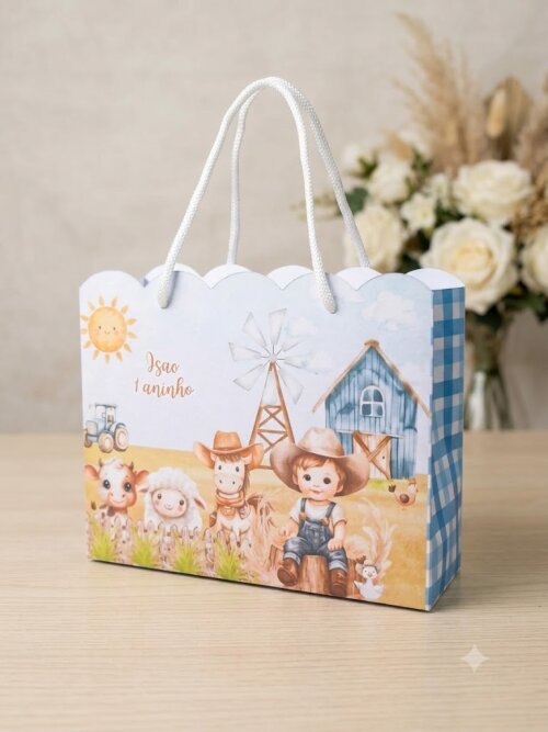 SACOLA PERSONALIZADA LEMBRANÇA ANIVERSÁRIO FAZENDINHA