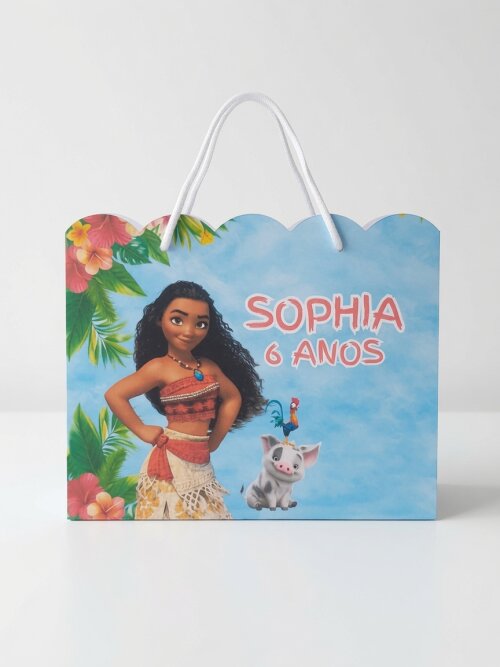 SACOLA PERSONALIZADA LEMBRANÇA ANIVERSÁRIO MOANA