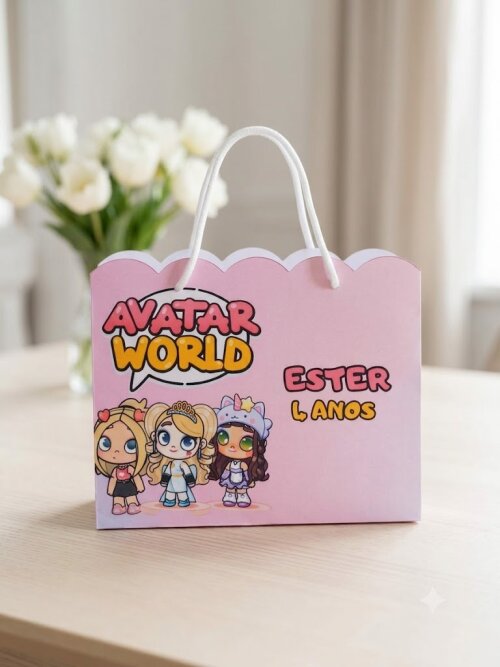 SACOLA PERSONALIZADA LEMBRANÇA ANIVERSÁRIO AVATAR WORD