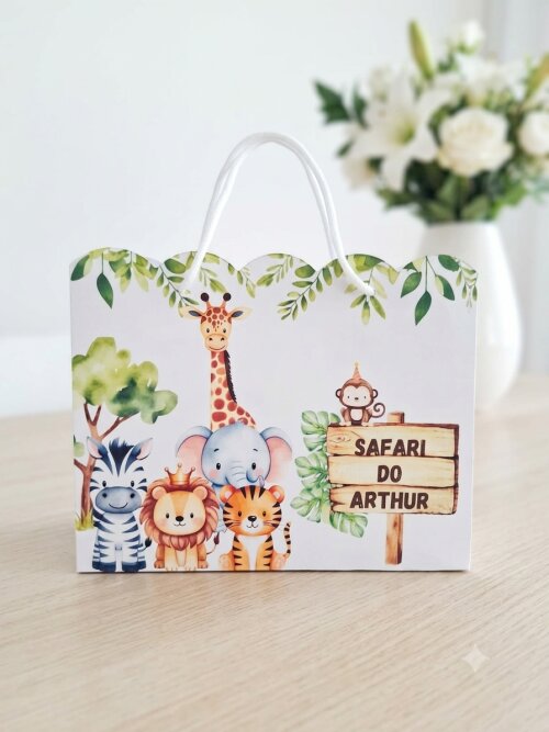 SACOLA PERSONALIZADA LEMBRANÇA ANIVERSÁRIO SAFARI