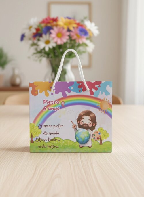 SACOLA PERSONALIZADA LEMBRANÇA ANIVERSÁRIO O MAIOR PINTOR DO MUNDO