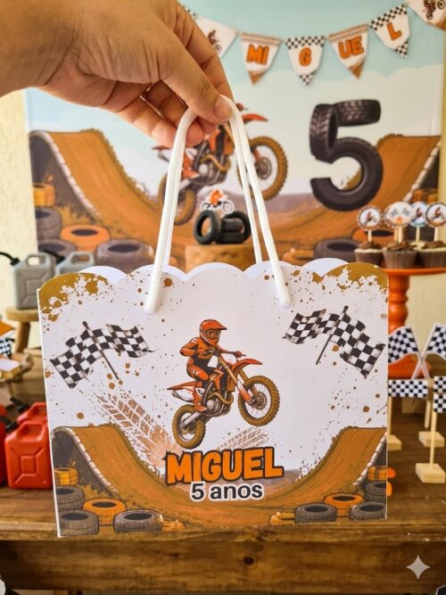 SACOLA PERSONALIZADA LEMBRANÇA ANIVERSÁRIO MOTOCROSS