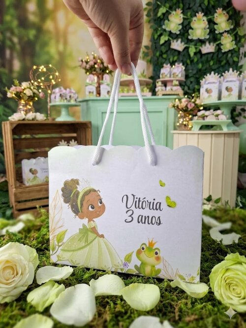 SACOLA PERSONALIZADA LEMBRANÇA ANIVERSÁRIO PRINCESA TIANA