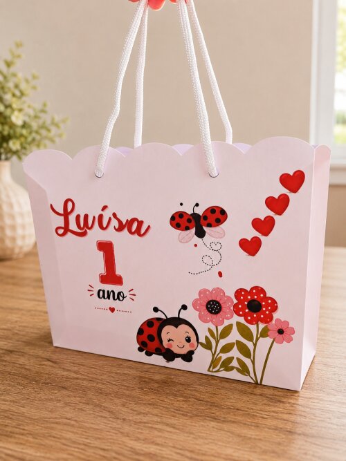 SACOLA PERSONALIZADA LEMBRANÇA ANIVERSÁRIO JOANINHA