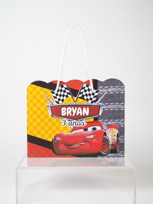 SACOLA PERSONALIZADA LEMBRANÇA ANIVERSÁRIO CARROS