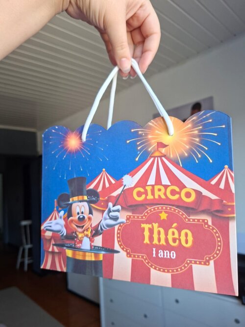 SACOLA PERSONALIZADA LEMBRANÇA ANIVERSÁRIO MICKEY CIRCO