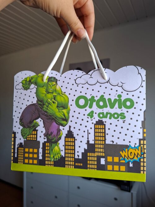 SACOLA PERSONALIZADA LEMBRANÇA ANIVERSÁRIO HULK