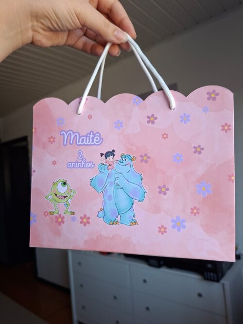 SACOLA PERSONALIZADA LEMBRANÇA ANIVERSÁRIO MONSTROS SA