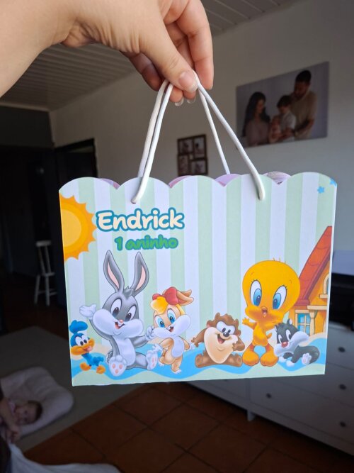 SACOLA PERSONALIZADA LEMBRANÇA ANIVERSÁRIO BABY LOONEY TUNES