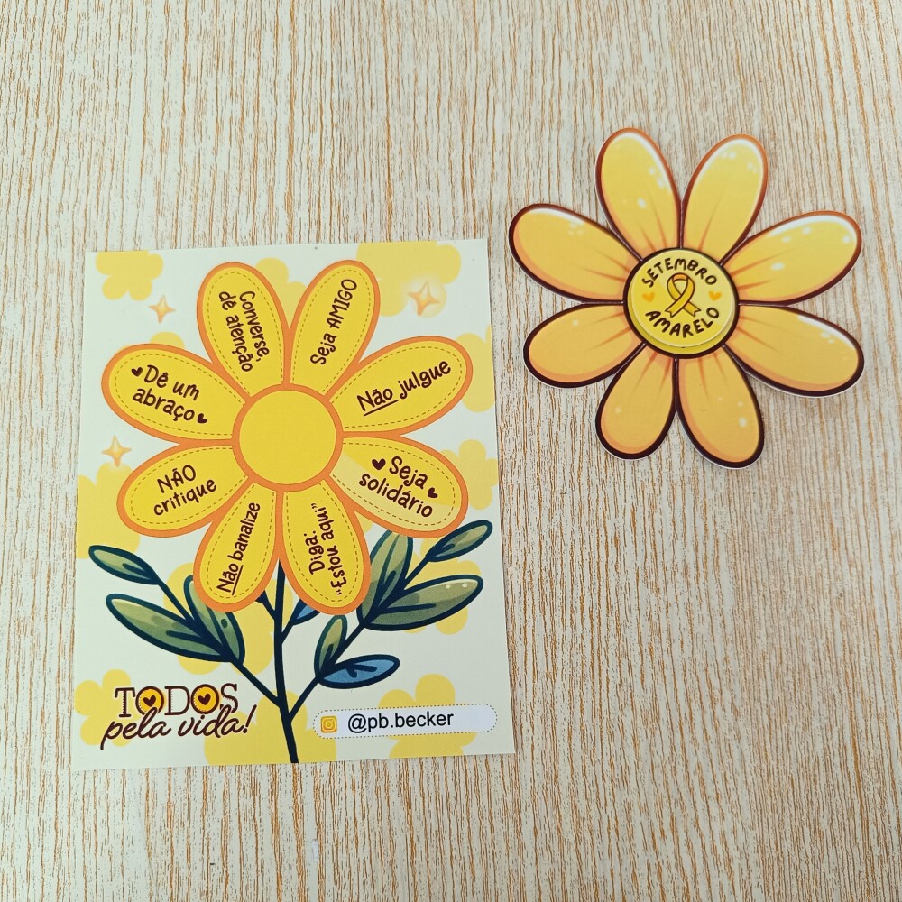 Card Pétala com Moeda de Chocolate - Setembro Amarelo