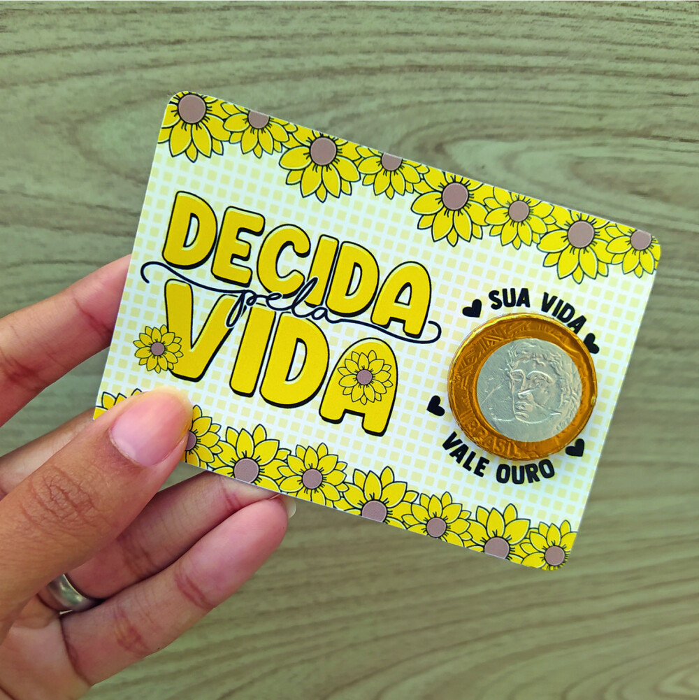 Card com Moeda de Chocolate - Setembro Amarelo