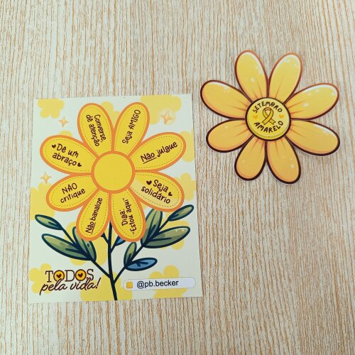 Card Pétala com Moeda de Chocolate - Setembro Amarelo