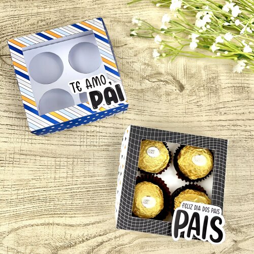 Caixa para 4 Doces Dia dos Pais - Enviado Desmontado