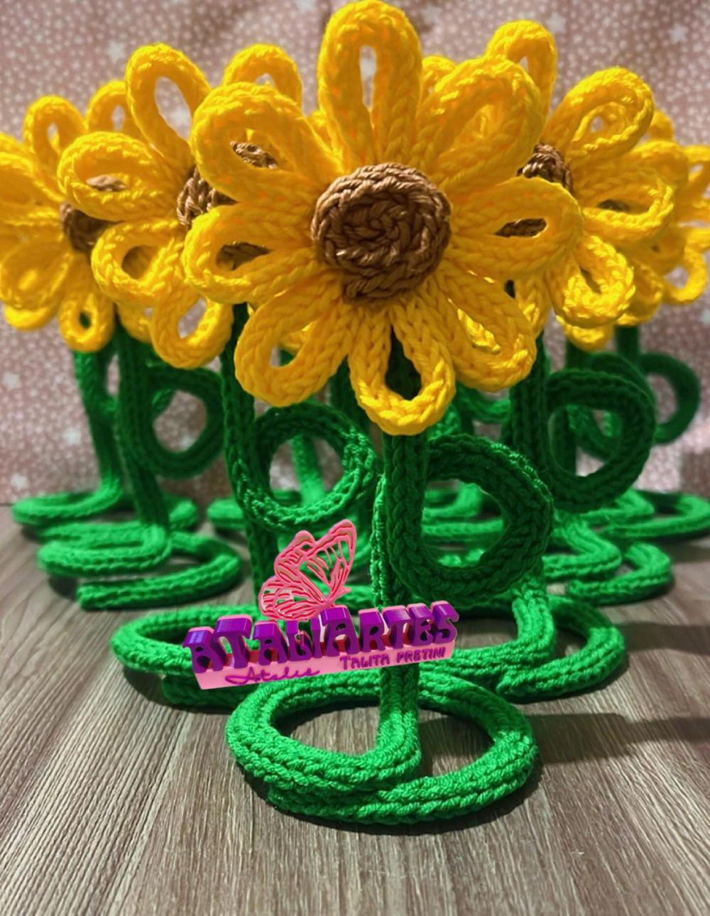 10 unds Margarida decorativa personalizada em tricotin