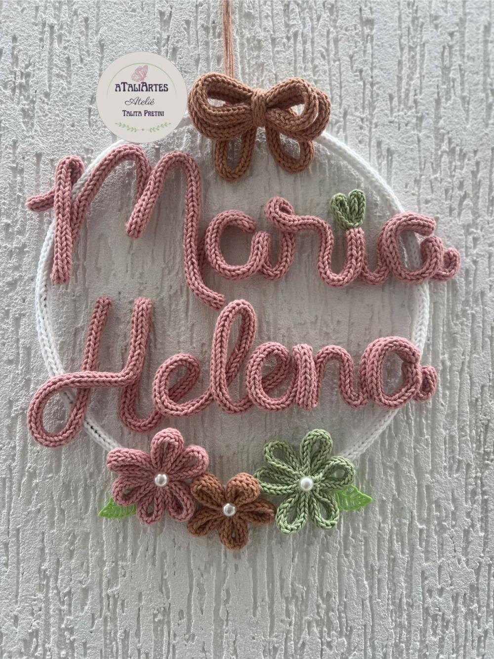 Porta maternidade Nome Composto Laço com flores modelo Mor perso