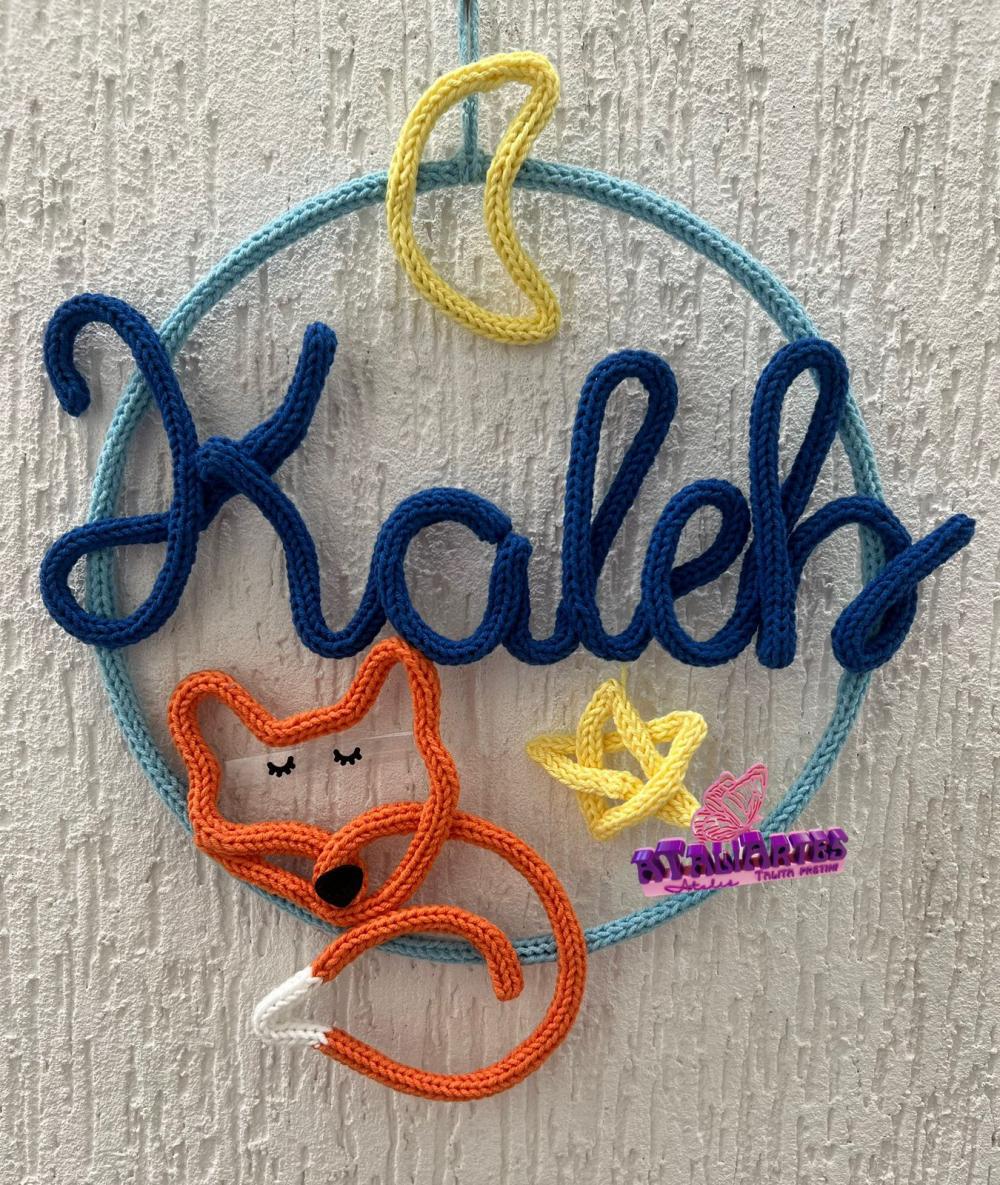 Porta Maternidade Raposinha Personalizada em Tricotin