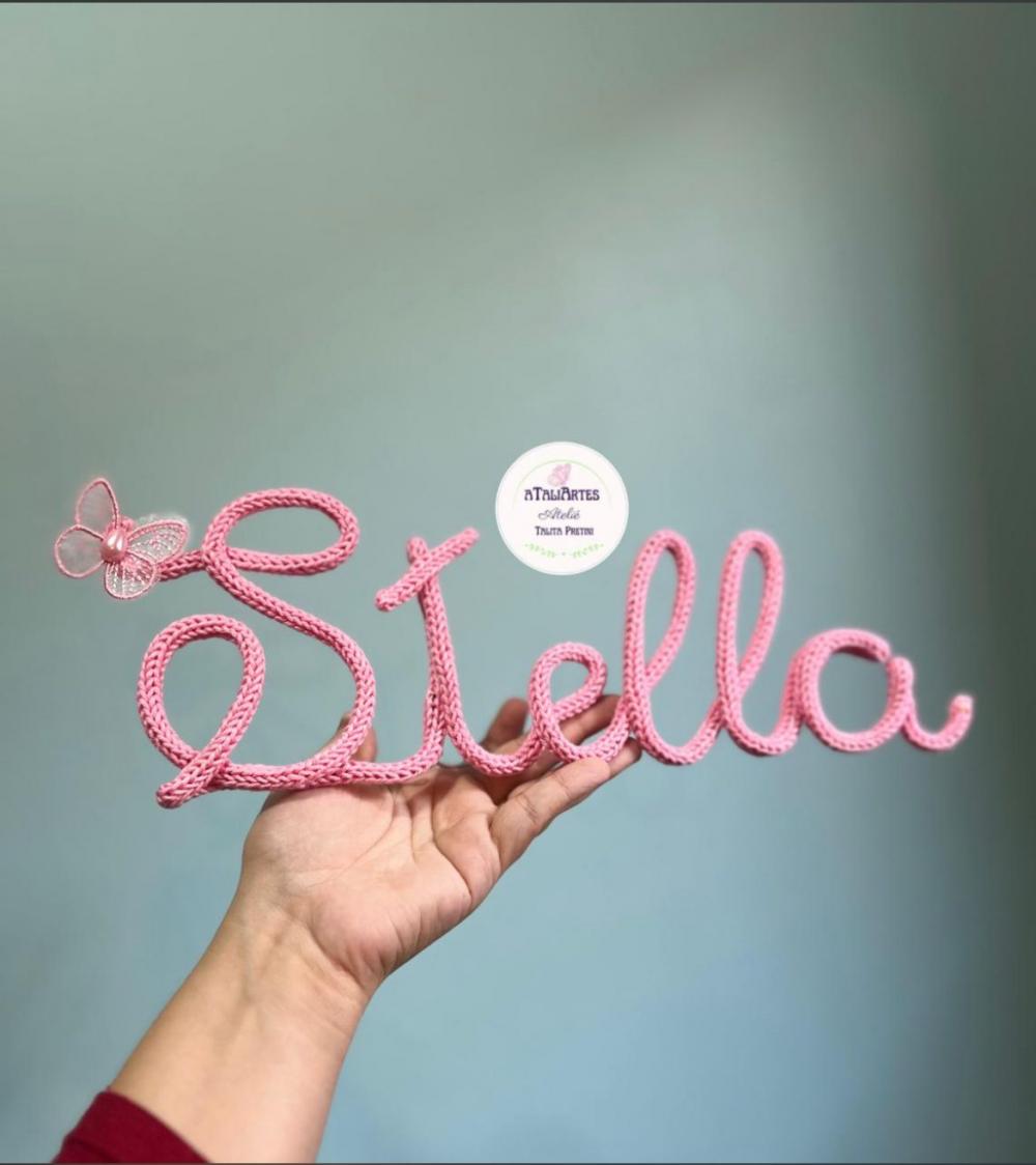 Porta Maternidade Nome simples em Tricotin personalizado
