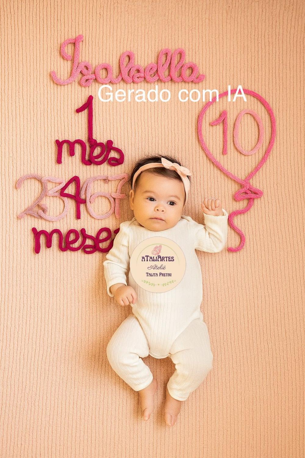 Kit Mêsversário Menina  em Tricotin + Nome com Florzinha nos n?