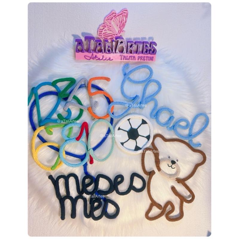 Kit Mêsversário Ursinho menino + Nome personalizado em Tricotin