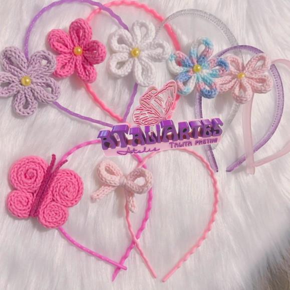02 Unidades Tiara Personalizada com Laço em Tricotin