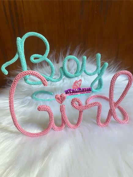 Boy Girl Decorativo de Mesa em Tricotin