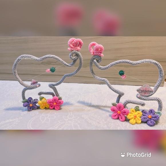 Elefantinha Decorativo de Mesa em Tricotin