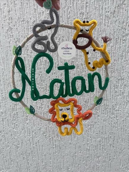 Enfeite de Porta Maternidade Safari Personalizado Tricotin