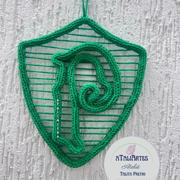Escudo do Palmeiras Artesanal em Tricotin - Decor de Time