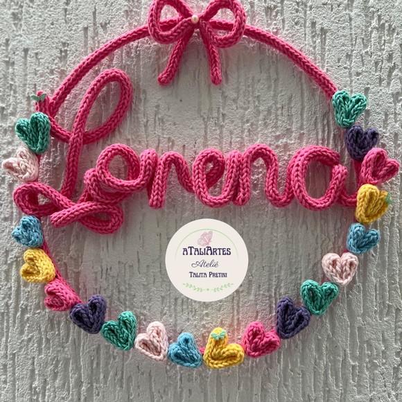 Guirlanda Corações Personalizados em Tricotin
