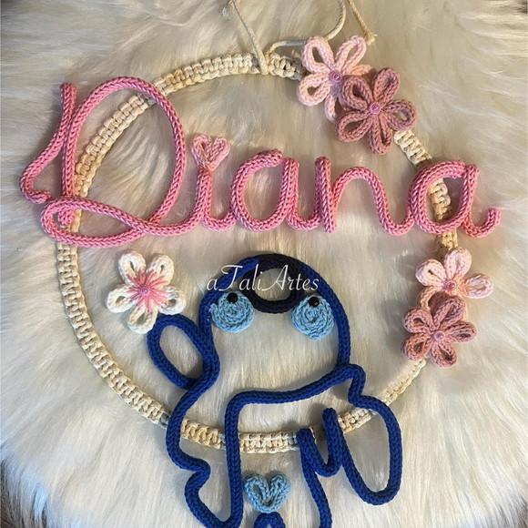Guirlanda Stitch Personalizado Macramê com Tricotin