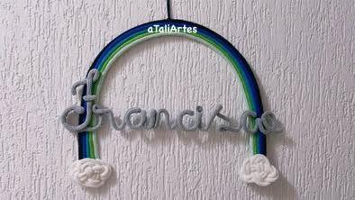 Porta Maternidade Arco-íris Menino Tricotin Personalizado