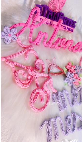Kit Mêsversário Menina Flores em Tricotin + 1 nome