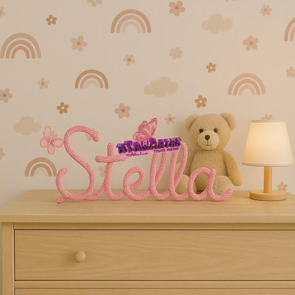 Nome Decorativo de Mesa Personalizado em Tricotin