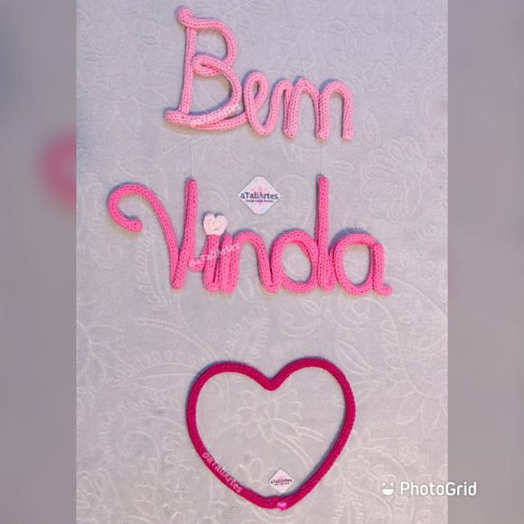 Bem Vinda decorativo personalizado em Tricotin
