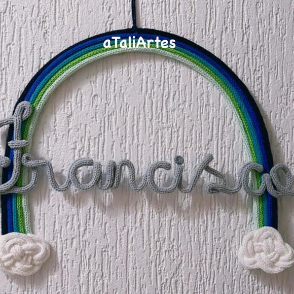 Porta Maternidade Arco-íris Menino Tricotin Personalizado