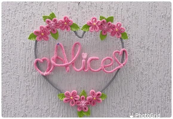Porta Maternidade Coração Personalizado com Flores Tricotin