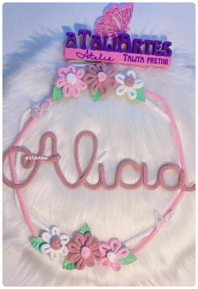 Porta Maternidade Hexagonal dupla Menina personalizada em Tricoti