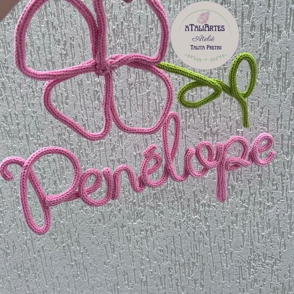 Porta Maternidade Flor Peônia Personalizada em Tricotin