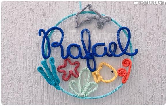 Porta Maternidade Fundo do Mar Personalizado em Tricotin