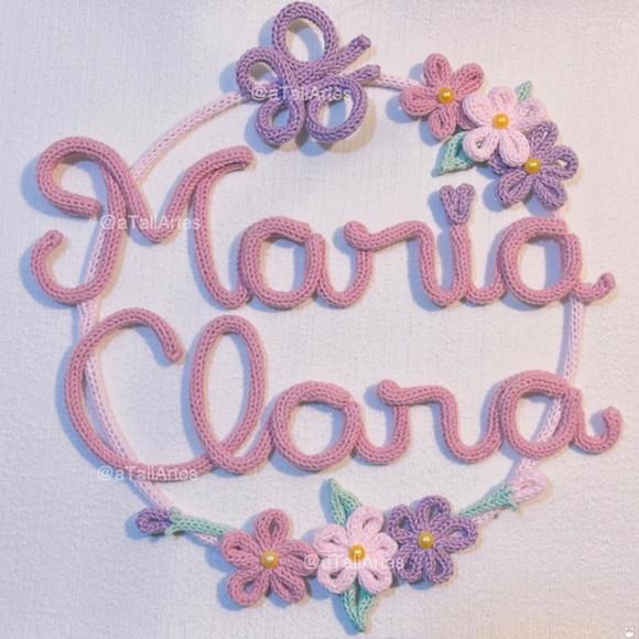 Porta Maternidade Guirlanda Florida Nome Composto Tricotin