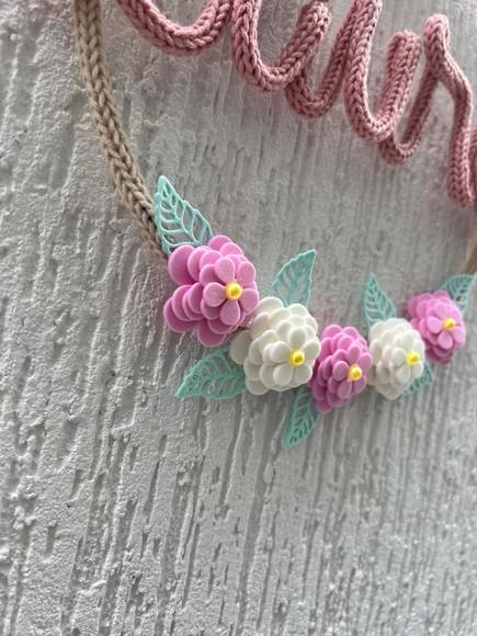 Porta Maternidade Laço com Flores de Eva Personalizados
