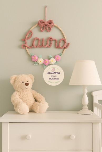 Porta Maternidade Laço com Flores de Eva Personalizados
