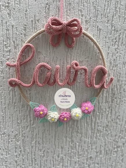 Porta Maternidade Laço com Flores de Eva Personalizados