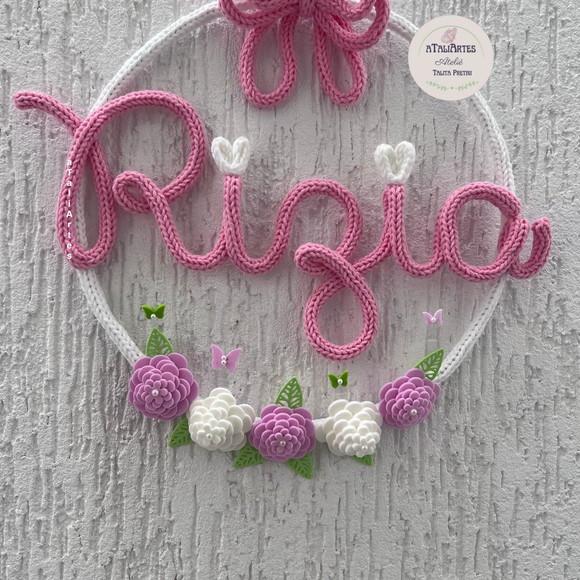 Porta Maternidade Laço com Flores de Eva Personalizados