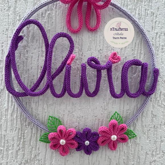 Porta Maternidade Laço com Flores Personalizado Tricotin