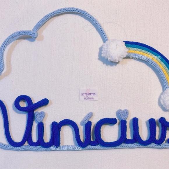 Porta Maternidade Nuvem Chuva de Amor em Tricotin