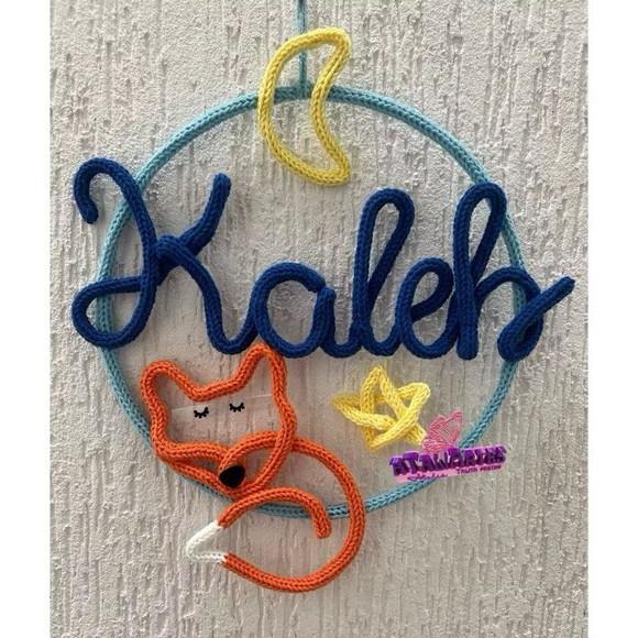 Porta Maternidade Raposinha Personalizada em Tricotin